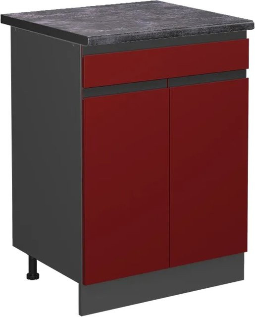 Vicco R-Line Küchenunterschrank mit Schubladen in Rot und Anthrazit, B/T/H: 60 x 60 x 81,6 cm - Bild 1