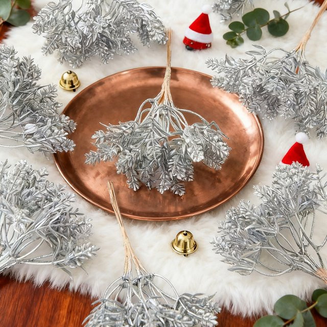 Künstliches Gras in Silber für Tischdekoration, Hochzeiten und Weihnachtsdekoration als DIY Bouquet - Bild 1