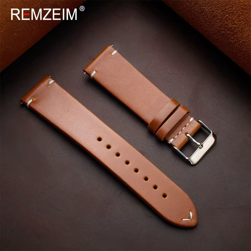 REMZEIM Uhrenarmband Leder, Silber, Unisex, 18 mm, 20 mm, 22 mm - Bild 3
