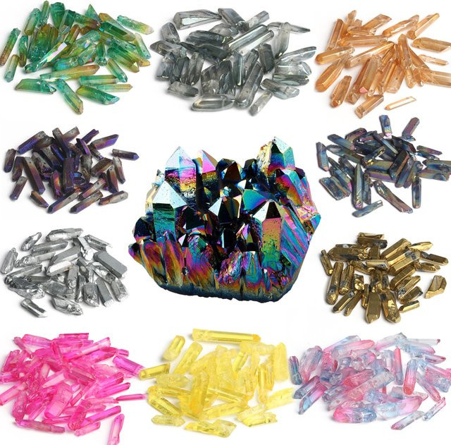 Perlen Bergkristall-Quarz, Titan beschichtet, Bunt, Unisex - Bild 1