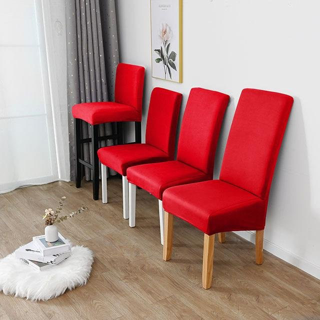 Einfarbige Spandex Stretch Stuhlbezüge von Your Warm Home aus strapazierfähigem Polyestergewebe in Rot, Größe S (35-45 cm) - Bild 1