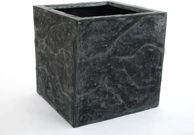 Elegant Einrichten Pflanzkübel aus Fiberglas in Stein-Optik, quadratisch, Anthrazit-Grau, B/T/H: 50 x 50 x 50 cm - Bild 1