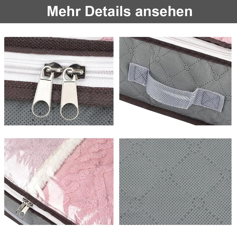 LONENESSL Unterbett-Aufbewahrungstaschen aus Vlies, 2er-Set, grau, B: 100 cm, T: 50 cm, H: 15 cm, faltbar und staubdicht - Bild 5