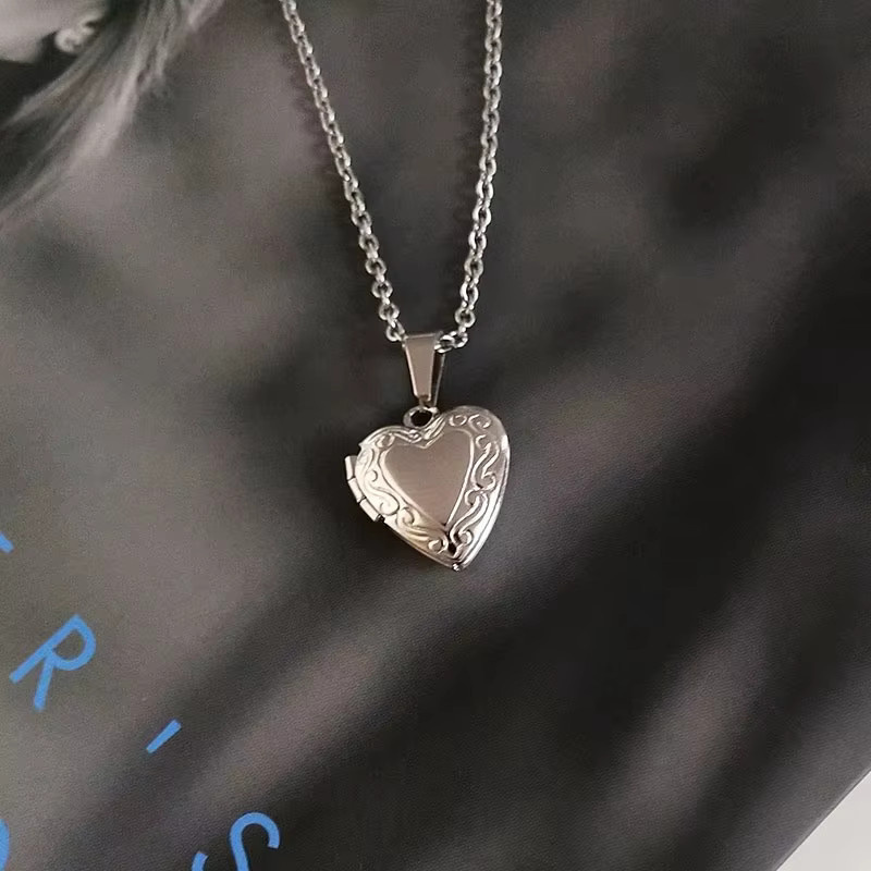 imixlot Halskette, Herz Fotorahmen Anhänger, Silber, Unisex - Bild 2