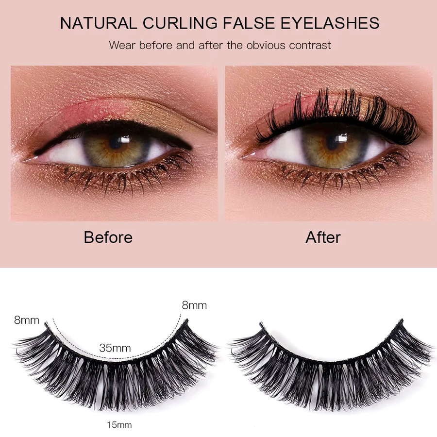 JIEFUXIN Künstliche Wimpern, 4 Paar, Natürlich, Unisex - Bild 3