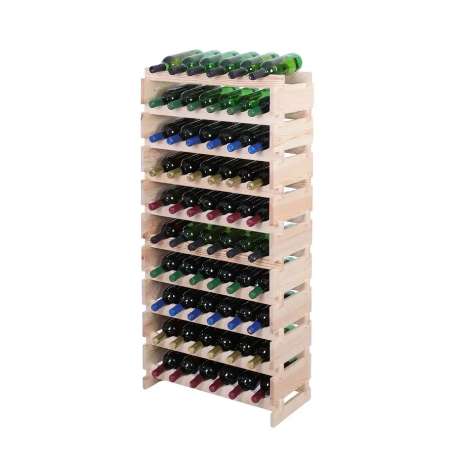PROREGAL Weinregal VINOTECA FLEX aus massivem Kiefernholz, Natur unbehandelt, braun, 10 Ebenen für 60 Flaschen, H x B x T: 135 x 65 x 28 cm - Bild 2