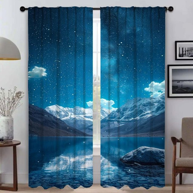 Halloween-Verdunkelungsvorhang mit Grafikdesign in Blau, 2 Paneele, Anti-Mücken-Innenvorhang für dein Zuhause, B: 60 cm, H: 90 cm - Bild 1