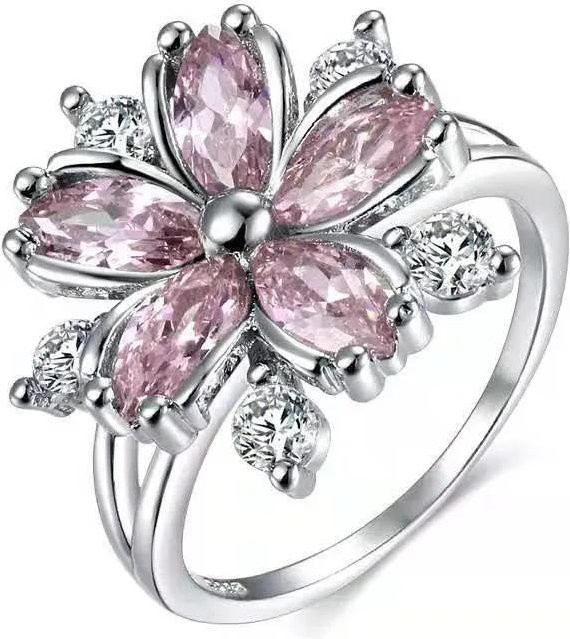Verlobungsring Silber, Rosa Zirkonia, Damen - Bild 1