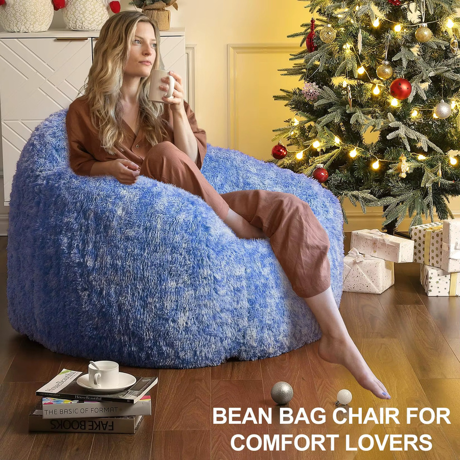 HiMISS Sitzsack-Sessel mit Armlehnen in Orange, weicher Lazy Sofa mit Schaumstofffüllung und abnehmbarem Bezug - Bild 1