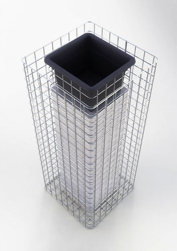 Gabiona eckige Gabionen-Blumensäule aus feuerverzinktem Stahl in Silber, H x B x T: 102 x 42 x 42 cm - Bild 1
