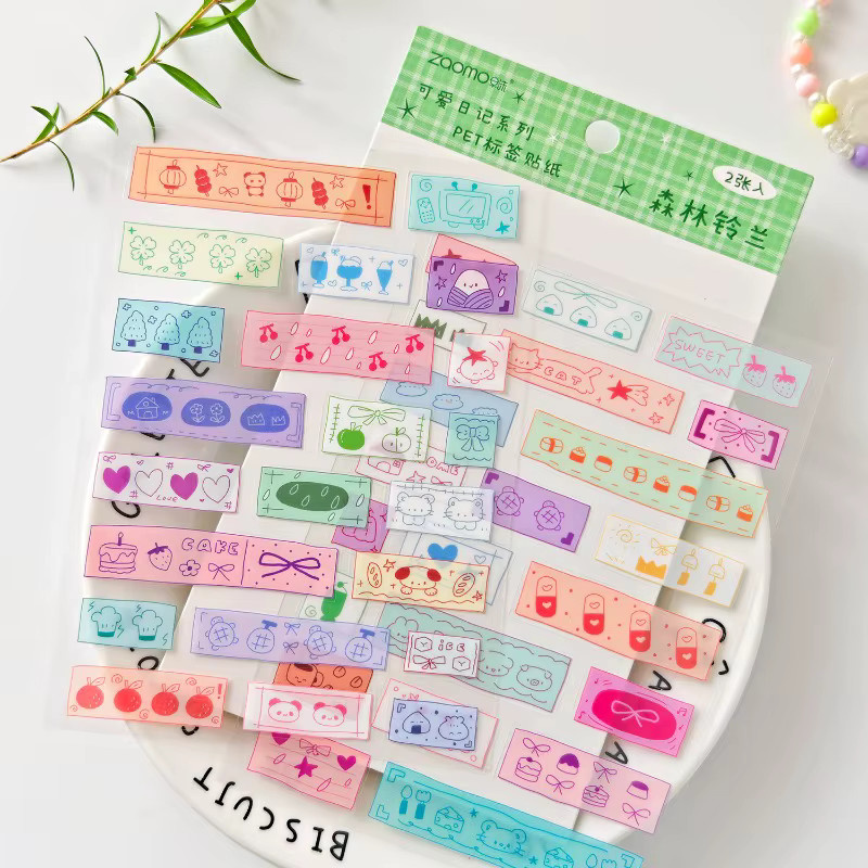 2 Sets PET-Aufkleber aus der Niedlichen Tagebuch-Serie mit 4 ästhetischen Stilen in Multicolour zur Dekoration von Handys und Goo-Karten - Bild 1
