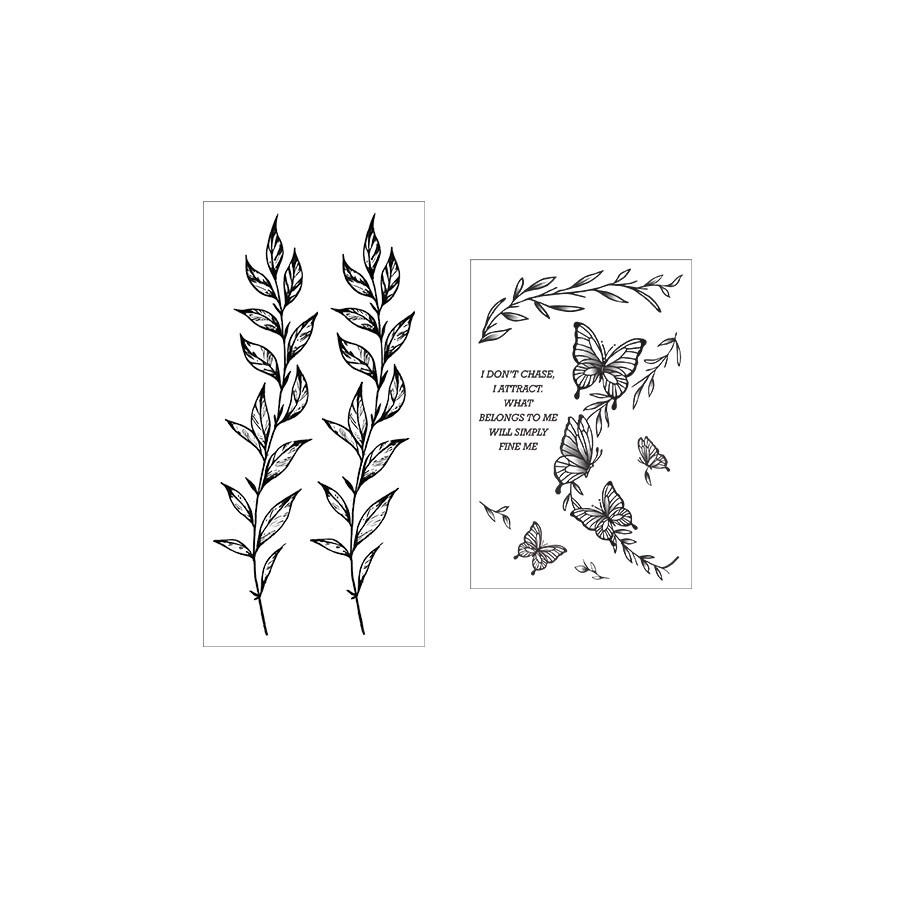 JKCODE TATTOO Semipermanente Tätowierungen, Schmetterlinge und Blätter, 2er-Pack, Unisex - Bild 6