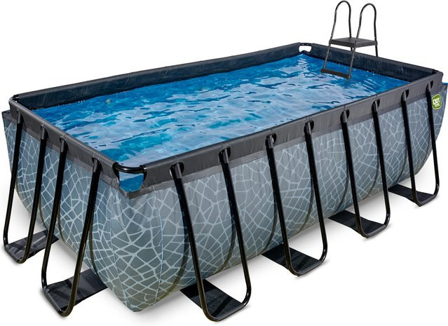 EXIT Stone Aufstellpool Grau mit Sandfilterpumpe B/T/H: 400 x 200 x 122 cm - Bild 1