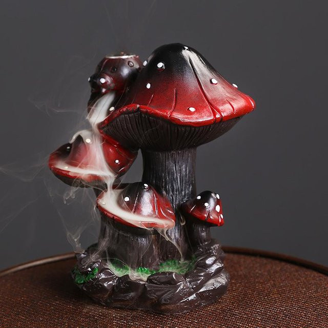 Rückfluss-Räuchergefäß Pilz von Yiran Furniture aus Kunstharz in Weiß - Bild 1