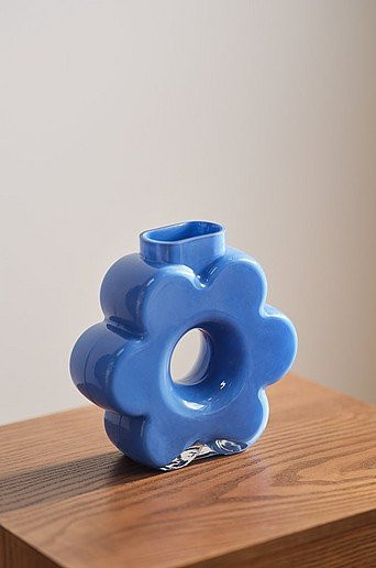 BLOMSTRA Vase in Blau für Tischdekoration aus Glas und Keramik, Höhe: 22,0 cm, Breite: 20,0 cm, Tiefe: 7,5 cm - Bild 1