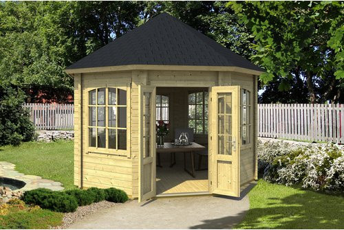 Lasita Maja Pavillon Jamaica aus Massivholz in Braun, B/H/T: 346,8 x 389 x 346,8 cm - Bild 3