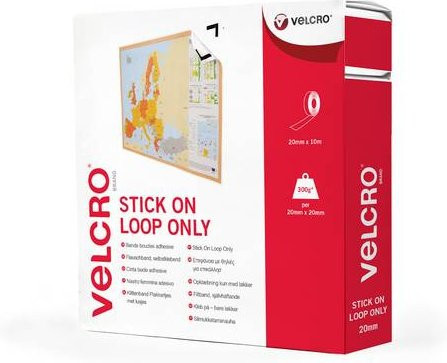 VELCRO Klettband selbstklebend nur Flausch, Weiß, Breite: 2 cm, Länge: 10 m - Bild 1