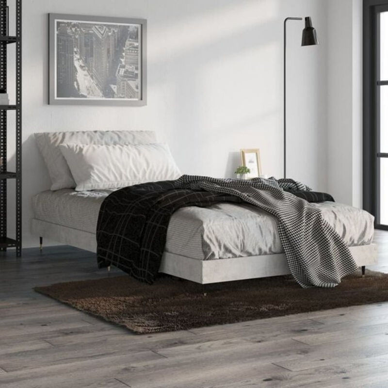 Vidaxl Einzelbett Bettgestell aus Holzwerkstoff in Grau B/T/H: 90 x 190 cm - Bild 1