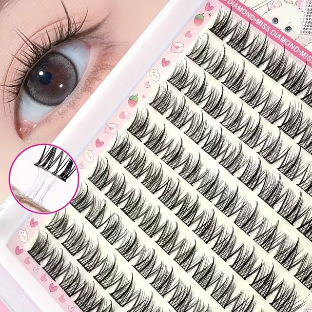 LIMEIKAI Wimpern-Cluster, 100 Stück, natürlich, 12mm - Bild 1