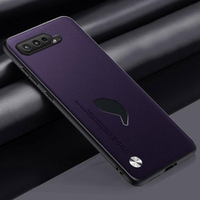 Luxus PU Lederhülle für Asus ROG Phone 5 und 5S 5G in Violett mit mattem Silikon-Vollschutz - Bild 1