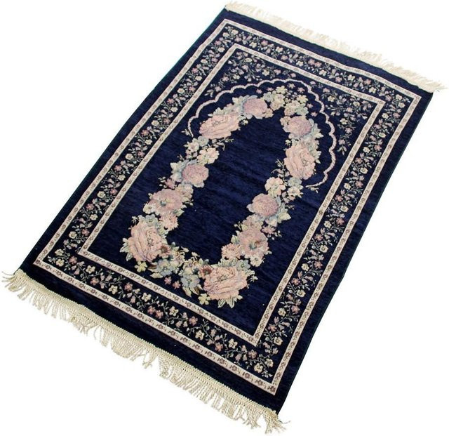 Islamischer Gebetsteppich von Yiran Furniture mit Vintage-Muster und Quasten in Blau, B/T: 110 x 70 cm - Bild 1