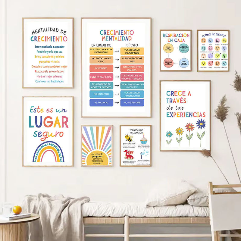 Potdemiel Leinwand Wandkunst Regenbogen und Sonnenschein Motiv für Kinderzimmer in mehrfarbigem skandinavischem Design - Bild 1