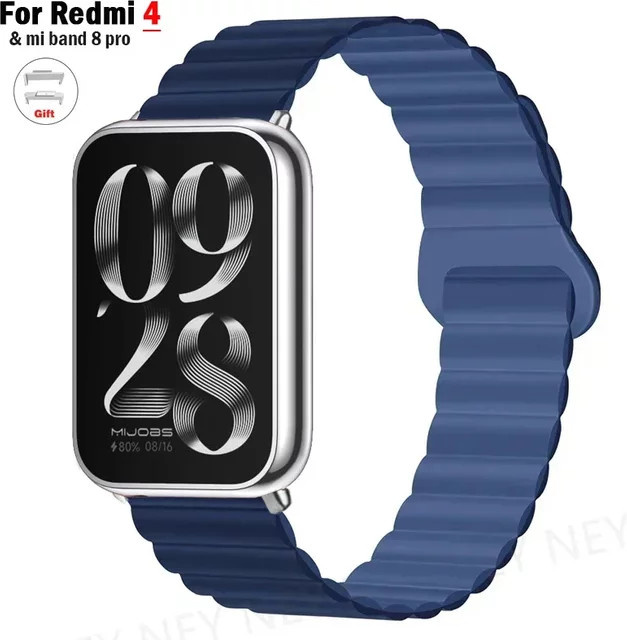 Xiaomi Uhrenarmband Silikon, magnetisch, blau, Xiaomi Mi Band 8 Pro, Redmi Watch 4 - Bild 1