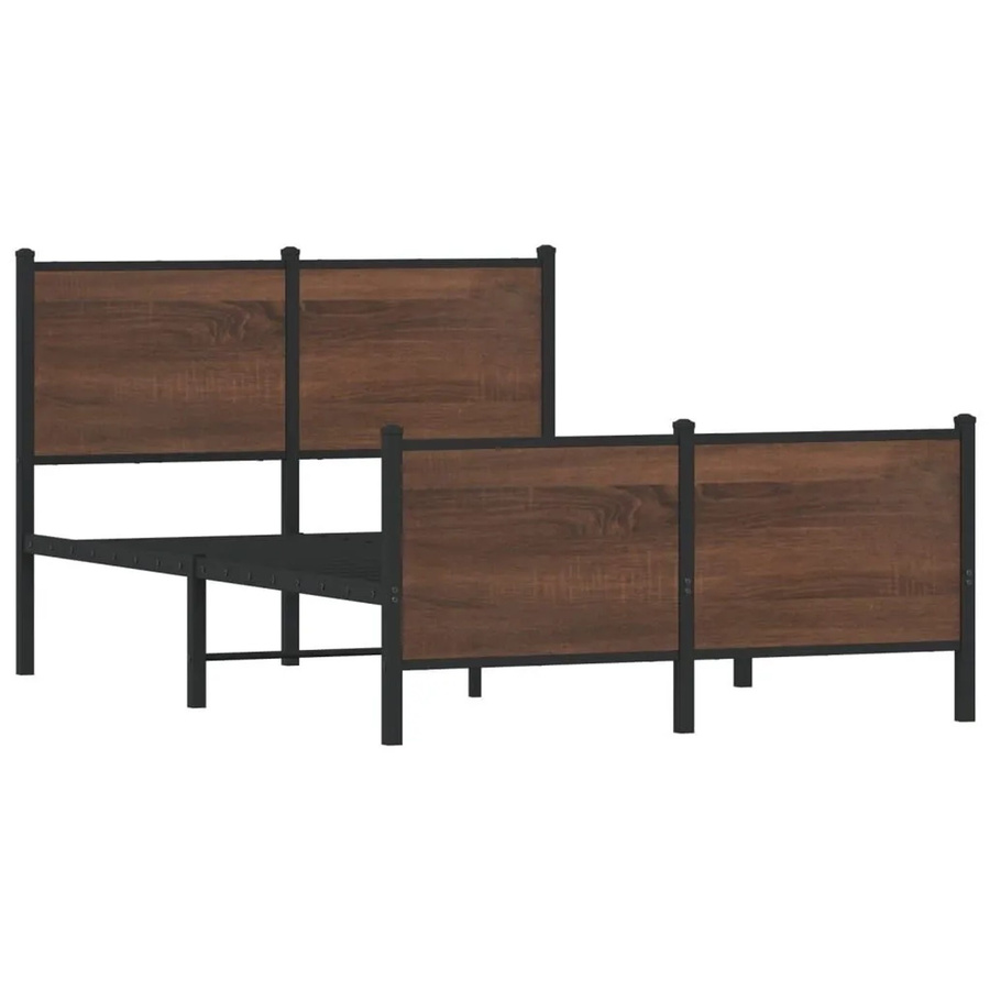 vidaXL Metallbett in Braun Eichen-Optik ohne Matratze, B/T/H: 125 x 196 x 91,5 cm - Bild 2