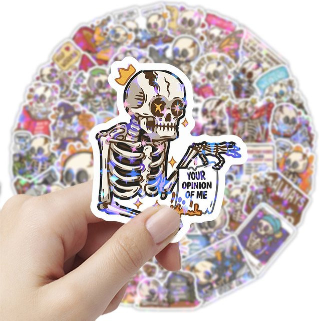 Rspctou Kawaii Laser-Style Skelett-Aufkleber, Sticker, 10-teiliges Set - Bild 1