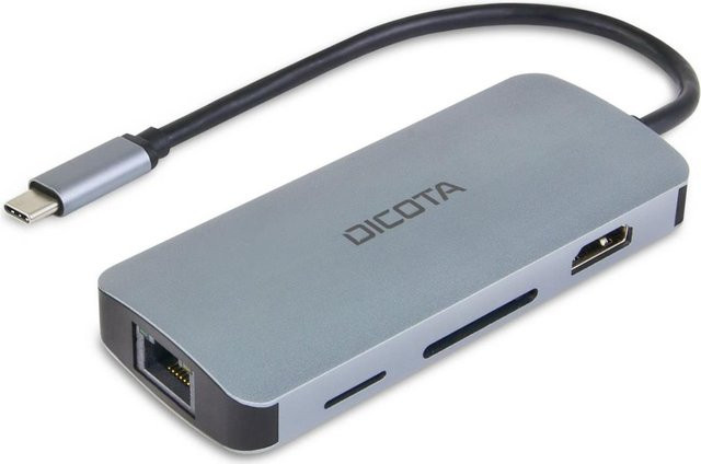Dicota Universal USB-C Dockingstation mit HDMI, USB-A und Ethernet in Silber/Grau für 4K UHD - Bild 1
