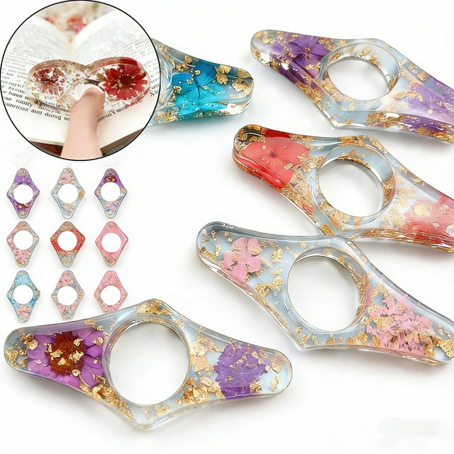 Blumen-Buchseitenhalter aus Epoxidharz mit echten botanischen Exemplaren in Multicolour als Lesehilfe und Lesezeichen - Bild 1
