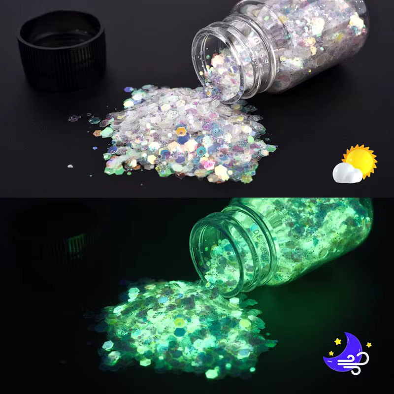 SEVENWELL Leuchtende Pailletten in 16 Farben für DIY-Dekoration, Epoxidharz und Nail Art, Multicolour - Bild 3