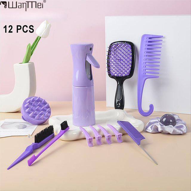 WANMEI Haarkamm-Styling-Set mit Schwanzkamm, Kantenbürste, Shampoo-Bürste, Gießkanne, Haarnadel, Haarband - Bild 1