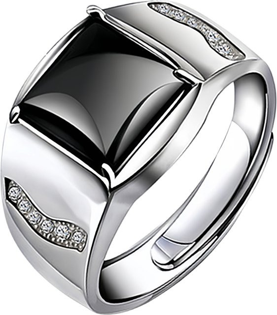 SAY Ring 925 Silber, schwarzer Achat, Unisex - Bild 1