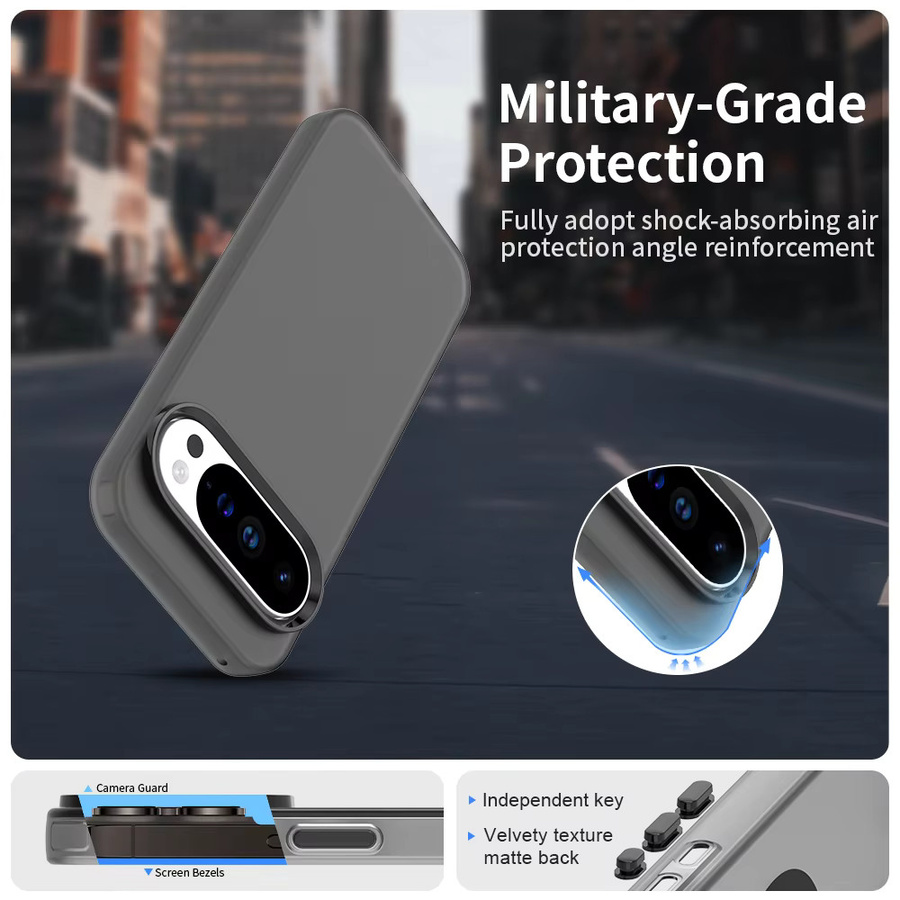 Stoßfeste Handyhülle mit mattem Finish für Google Pixel 10, 9, 8, Pro, XL, 9A, 8A in Transparent, Blau und Grau - Bild 5