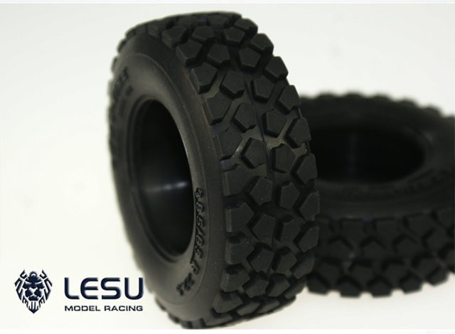 LESU RC Truck Reifenmodell Zubehör, 2-teiliges Set, 1:14, Gummi, Schwarz - Bild 1