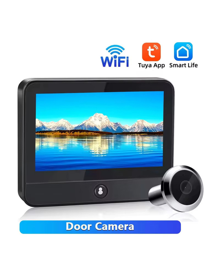 Awapow Tuya Drahtlose Radar Türklingel mit Wifi, Türspion Kamera mit 1080P Nachtsicht, PIR Bewegungserkennung und 4,3 Zoll Display in Schwarz - Bild 7