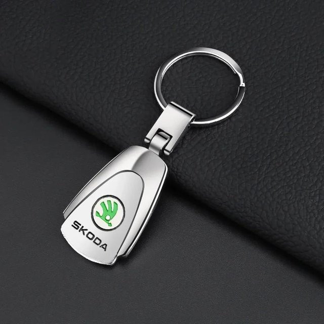 Skoda Schlüsselanhänger Metall, Leder, Schwarz, Unisex - Bild 1