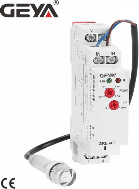 GEYA Dämmerungsschalter GRB8-01/02 mit Twilight-Sensor für Straßenlaternen, Modulares Relais für DIN-Schiene, 16A, AC110V-240V - Bild 1