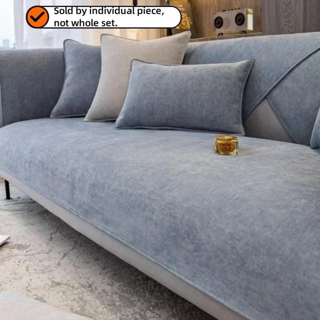 Rutschfester Chenille-Kissenbezug für dein Sofa in Grau, quadratisch, B/T: 45 x 45 cm - Bild 1
