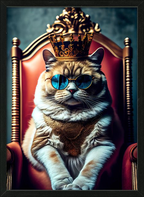 Gerahmtes Bild THE CAT IS KING von PRO ART, mehrfarbig, B/H: 75 x 75 cm - Bild 1