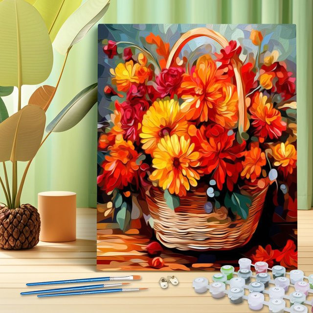 RUOPOTY Malen nach Zahlen Set für Erwachsene mit Acrylfarben und Aquarell-Markern auf Leinwand in Mehrfarbig - Bild 1