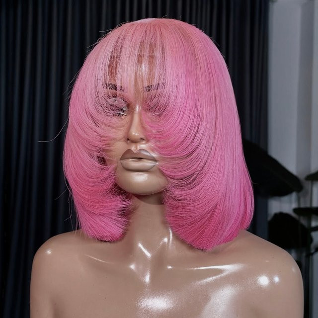 AIMEYA Bob-Perücke mit Pony, 12 Zoll, Damen, Kunsthaar - Bild 1