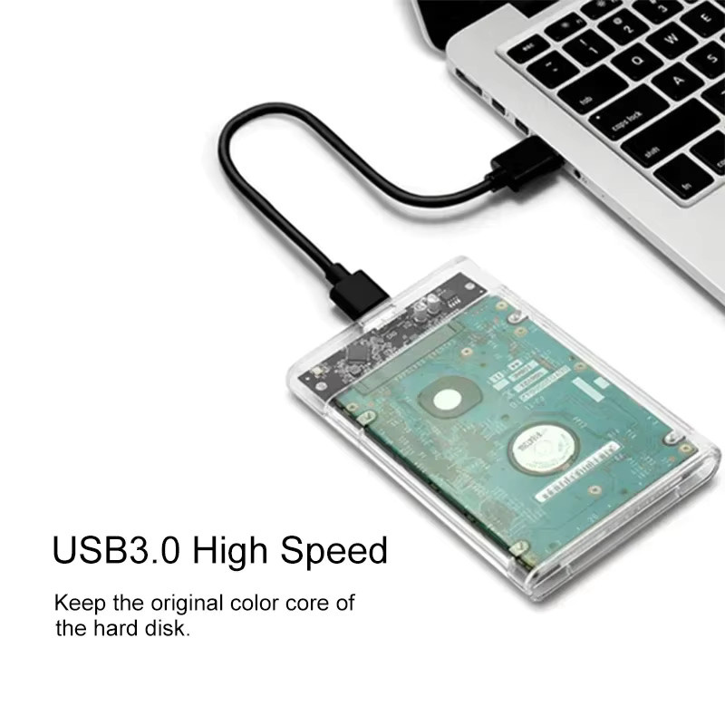 WALRAM Transparentes 2,5-Zoll-HDD-Gehäuse mit USB 3.0 SATA-zu-USB-Adapter für SSDs, werkzeuglose externe Festplattenbox - Bild 4