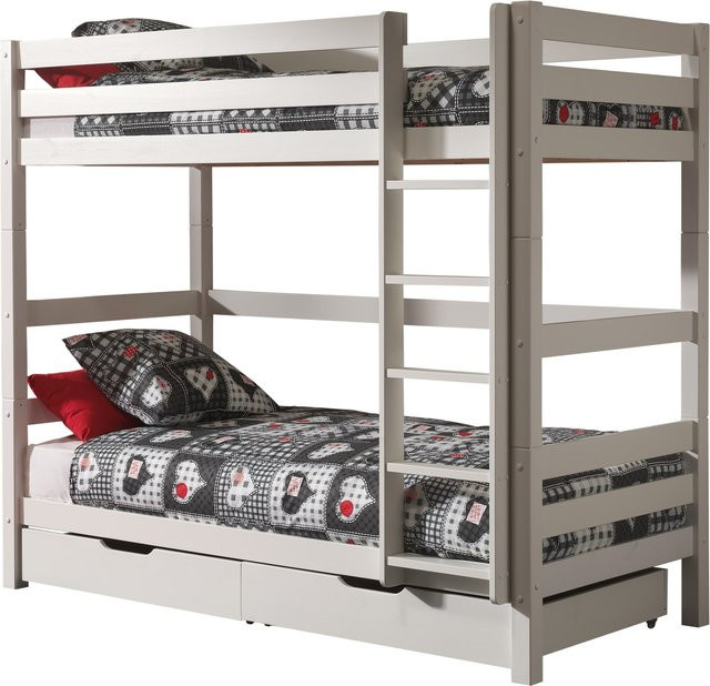 Vipack Furniture Etagen-Hochbett Pino aus massivem Kiefer, weiß, B/T/H: 90 x 200 x 182 cm - Bild 1