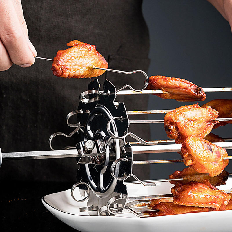 TOMTOP JMS Rotisserie Spieße aus Edelstahl in Silber für BBQ und Kebab - Bild 7