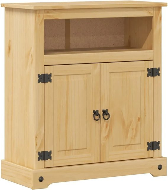 vidaXL Badschrank Corona aus massivem Kiefernholz in Braun, rustikaler Badschrank mit offenen Regalen und Türen, B/T/H: 70 x 33 x 80 cm - Bild 1