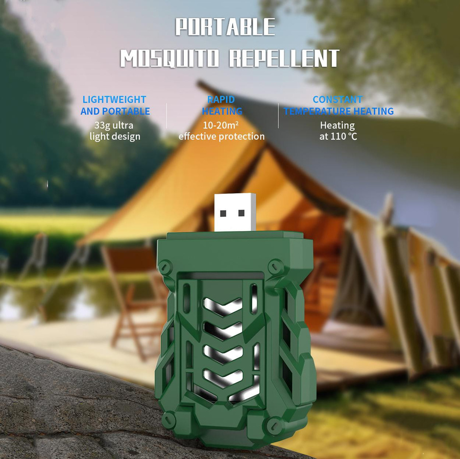 Elektrischer USB-Mückenschutz-Heizstrahler in Grün für Camping und Reisen - Bild 2