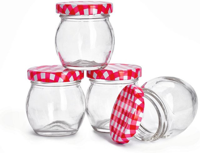 VBS Schraubgläser Bauchig aus Glas, 4 Stück, transparent - Bild 1