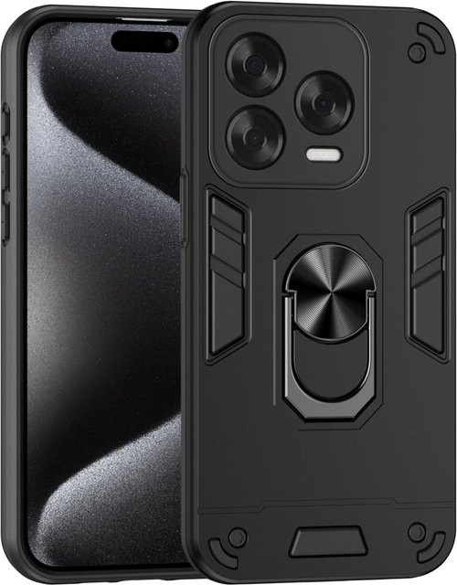 Stoßfeste Militär-Schutzhülle für ZTE Blade V70 Vita und V70 Design mit Ringständer in Schwarz - Bild 1